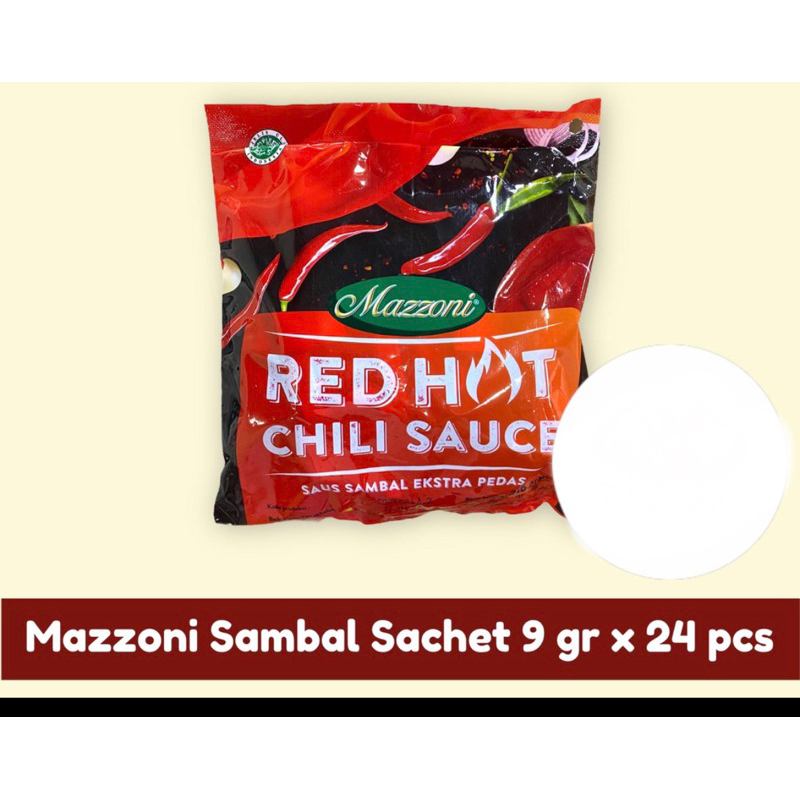 

SAUS SAMBAL MAZZONI Saus Red Hot Chili Sambal Sachet 9 Gram isi 24 Pcs