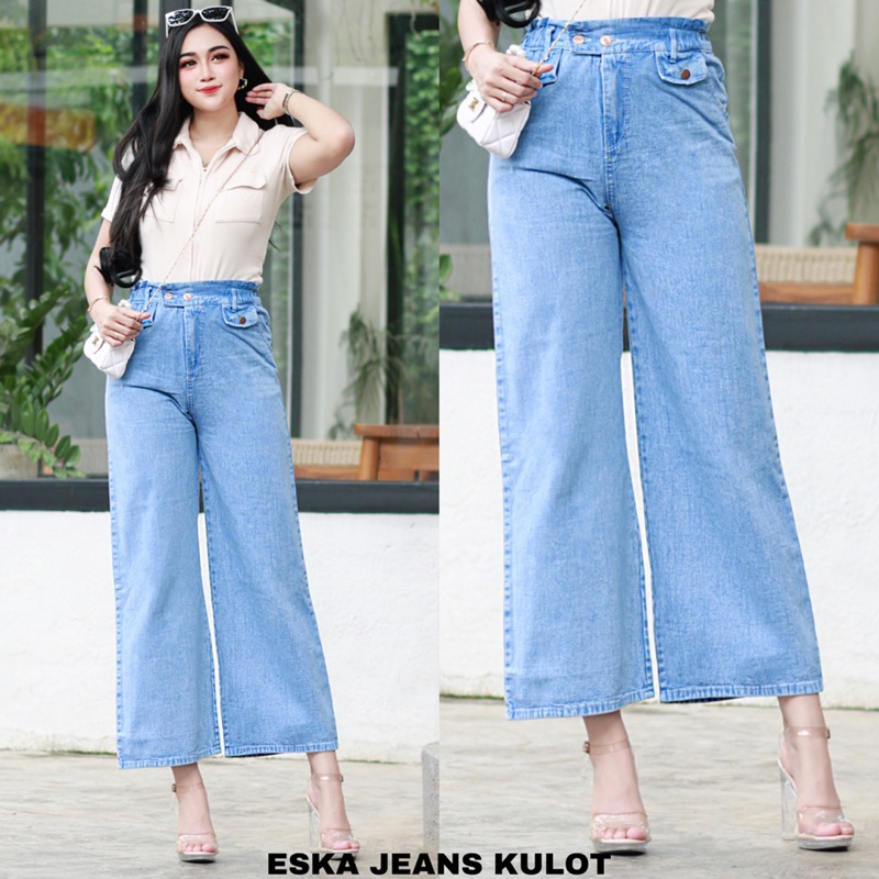 Eska Jeans Kulot Jeans Korean Dua Kancing Pinggang Karet