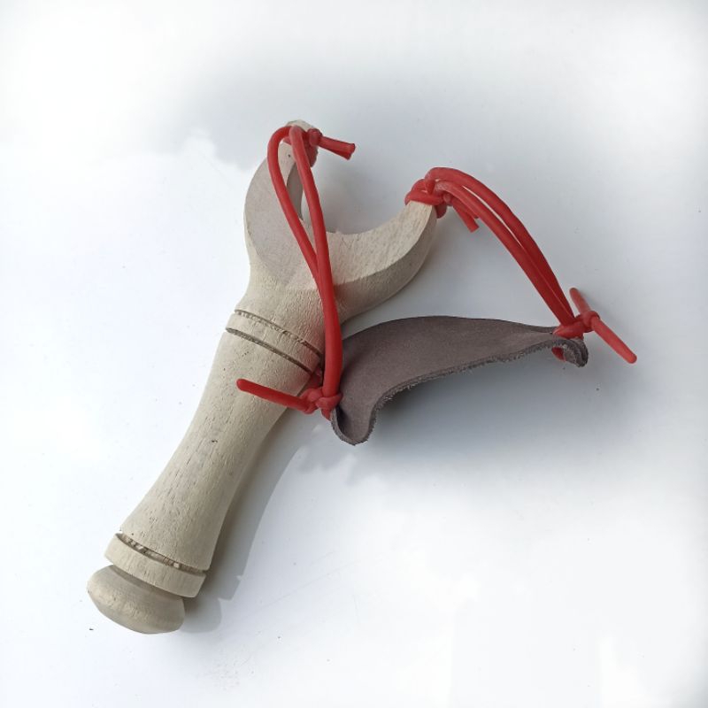 Ketapel Pelinteng Kayu dengan Kulit asli - Catapult Slingshot