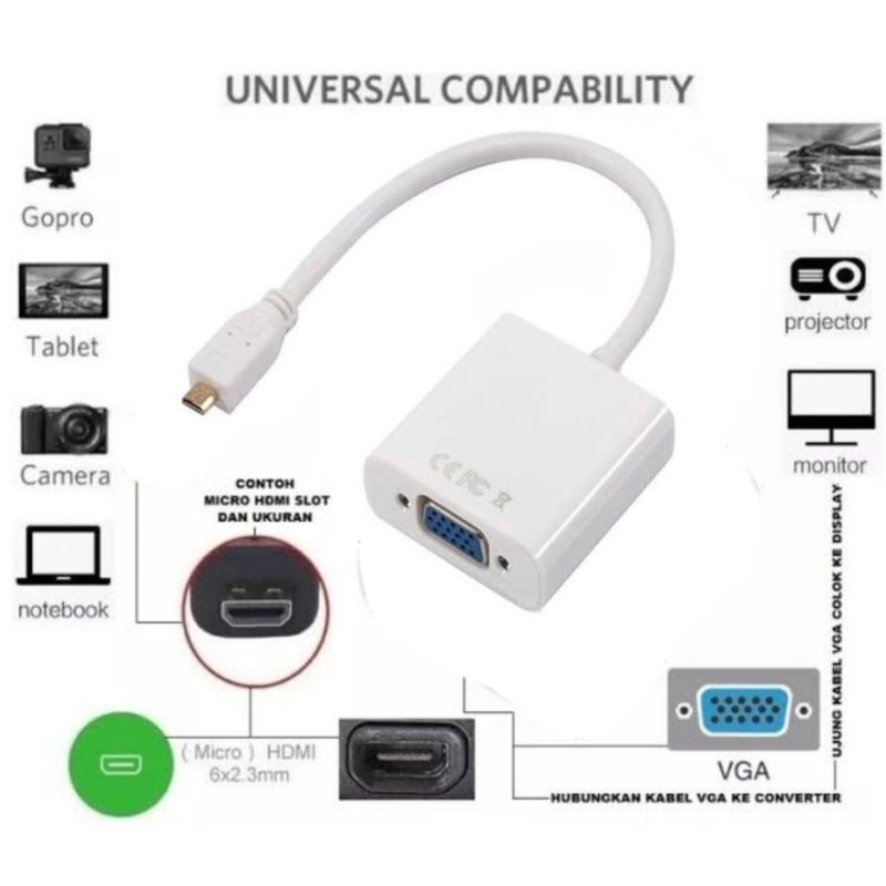 CONVERTER KONVERTER MIRCO HDMI MALE TO VGA FEMALE