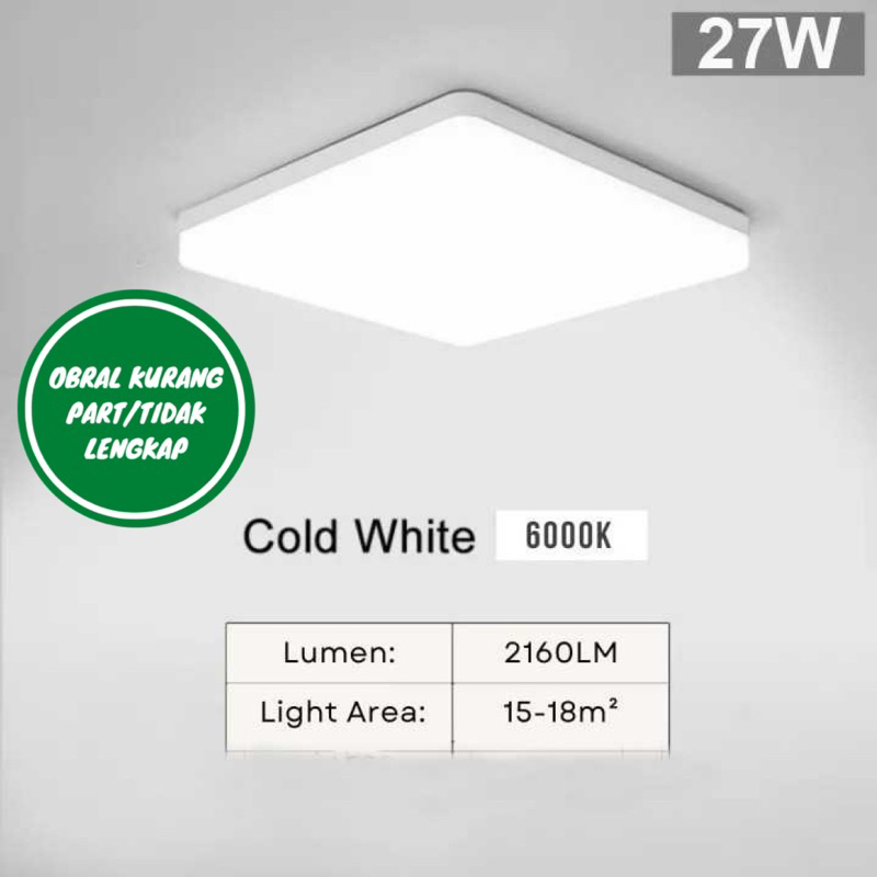 [OBRAL RIJEK] Lampu Plafon LED Ceiling Light 27W 30x30 cm Cool White - MA27