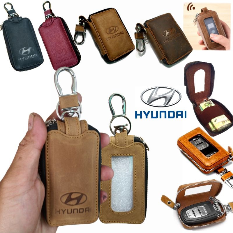 dompet kunci mobil remote keyless HYUNDAI kulit asli transparan dompet stnk mobil