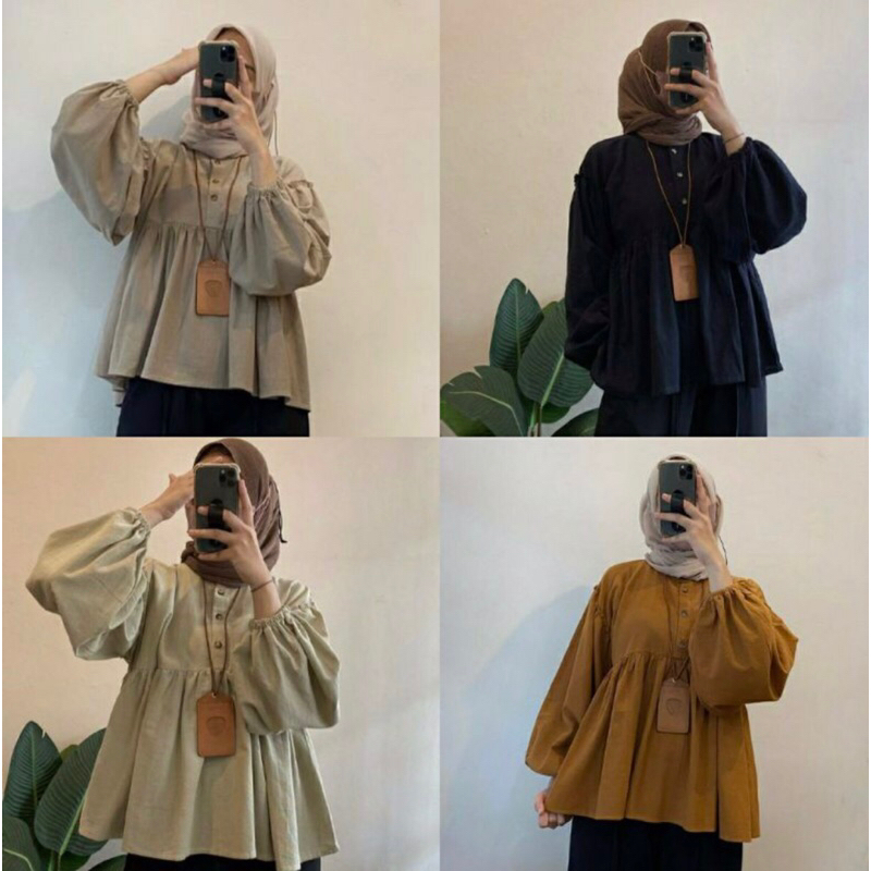 DIANA MOZA TOP BLOUSE By Gelis.Shop Warna Smoke Gray