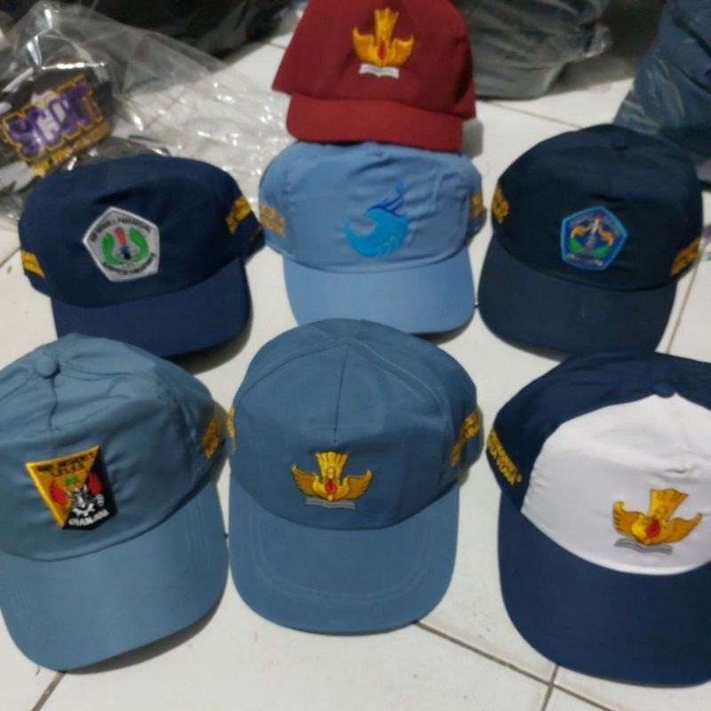 Topi sekolah custom bordir (PAKAI LOGO LOKASI SEKOLAH)