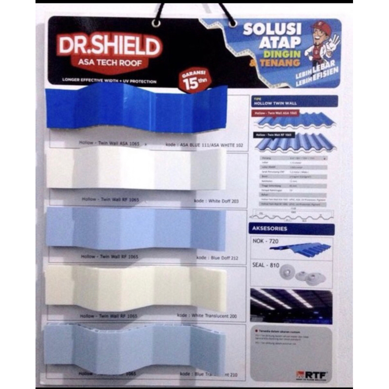 Dr Shield Atap U PVC tebal 12 mm lebar effektif 86 cm pengiriman Jabodetabek