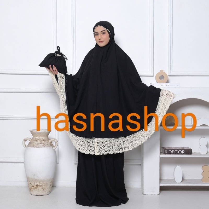 Mukena hasnashop Katun Polos Renda Bali Jumbo Mukena Dewasa Premium Termurah