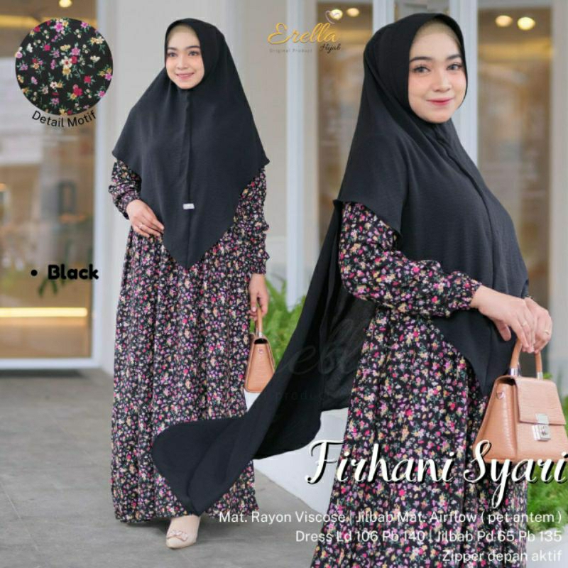 Gamis Syari Set Firhani by Erella Solo / Gamis Set Jilbab Bergo