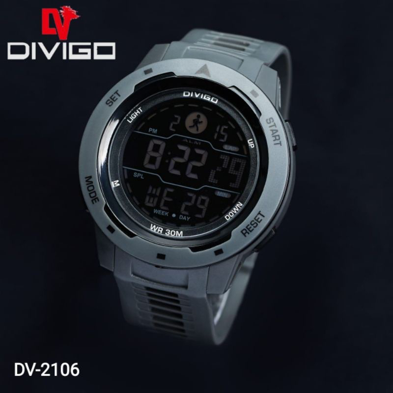 (Grosir Cod)Jam Tangan Pria Divigo Original Digital 2106 Anti Air Strap Rubber/Karet(Dikirim Jakarta)