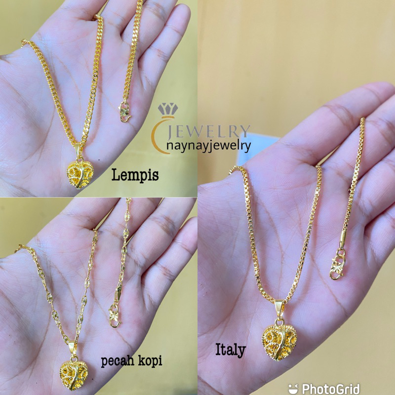 Kalung koin lempis warna 24k / love ukir terbaru