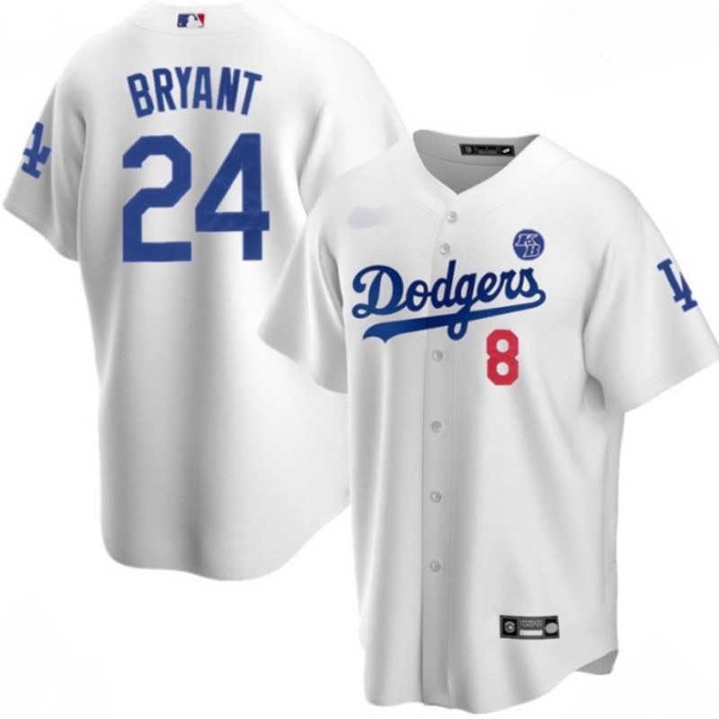 JERSEY BASEBALL MLB NBA LA LOS ANGELES DODGERS #8/24 KOBE BRYANT PUTIH BIRU