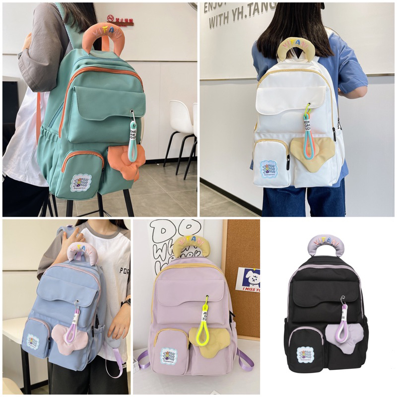 Tas Ransel Wanita Backpack Korea Import 46 + GANTUNGAN KUNCI