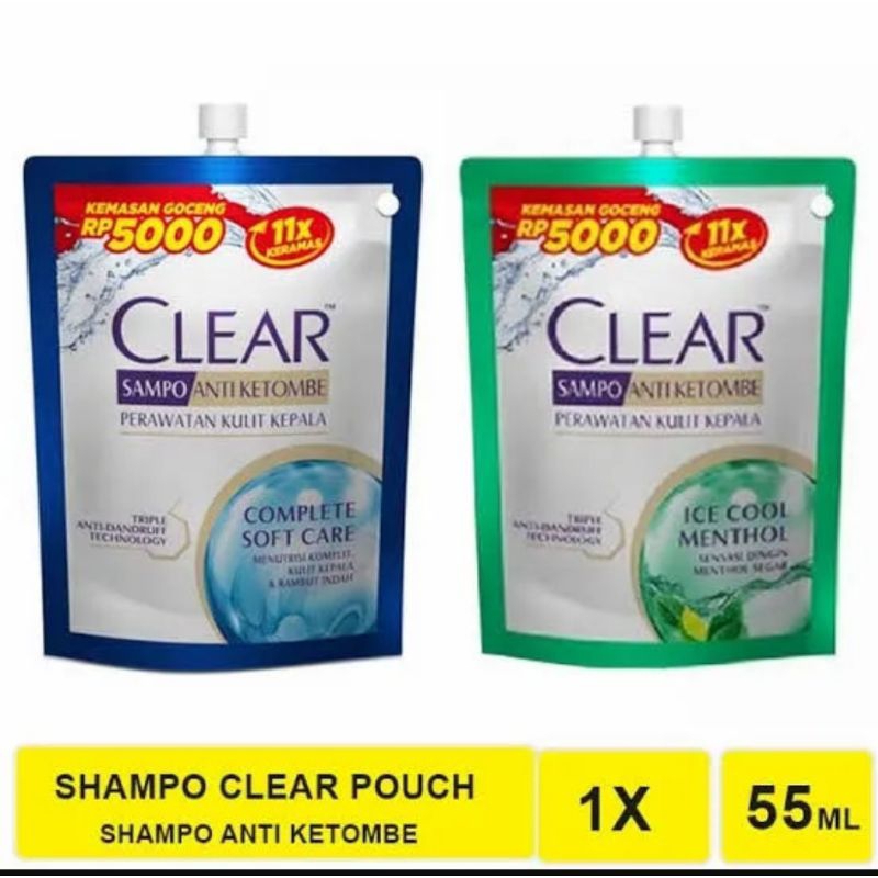 CLEAR shampoo Pouch 55ml anti ketombe