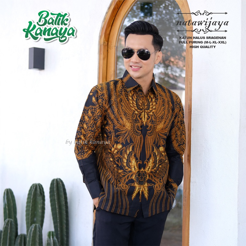 NATAWIJAYA Baju Batik pria Full Furing Bahan Katun Sragenan