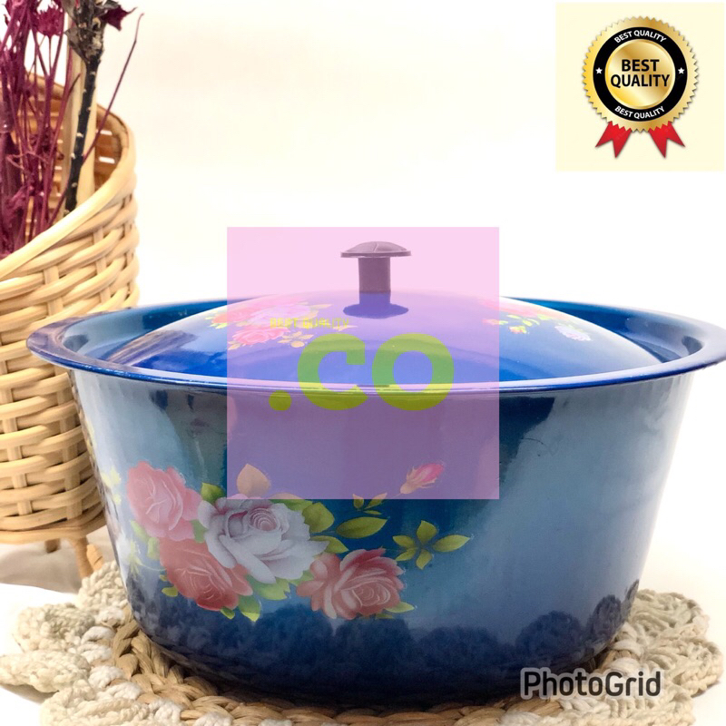 Panci Kuah 24cm Enamel Motif bunga