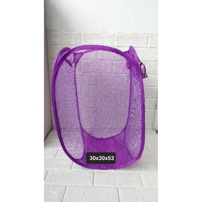 FOLDING LAUNDRY NETT BASKET BAG PURPLE TAS KERANJANG LAUNDRY LIPAT UNGU