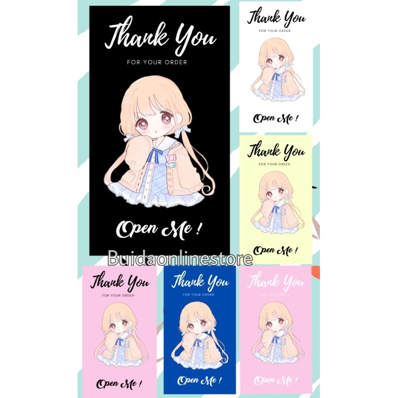 

Stiker Thank You For Your Order Label Open Me Motif Cute Girl Kawai Kartun Cantik Sticker Lucu Unyu-unyu Segel Kemasan Paket hampers dus box mika kotak kue thinwall toples dekorasi bungkus snack jajan