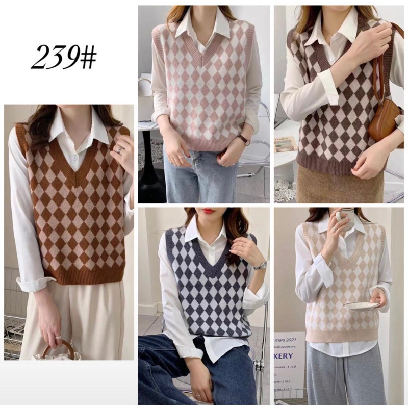 KEMEJA WANITA SET  VEST  2in1 IMPORT
