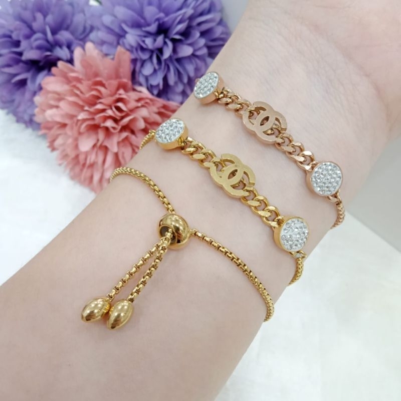 gelang serut titanium fashion bulat c