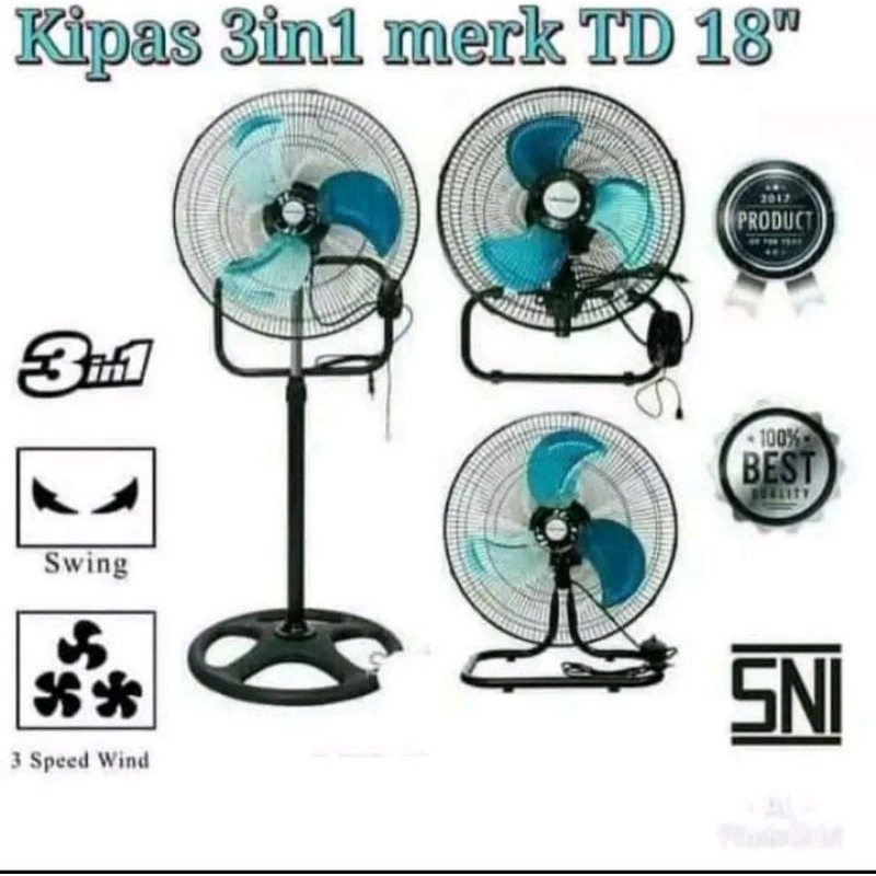 KIPAS ANGIN BESI TORNADO 3 IN 1 TD