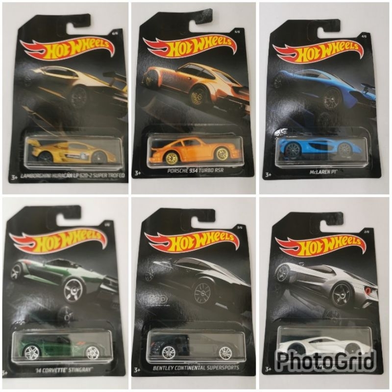 HOT WHEELS EXOTIC ASSORTMENT LAMBORGHINI HURACAN LP 620-2 SUPER TROFEO PORSCHE 934 TURBO CORVETTE STINGRAY MCLAREN P1 BENTLEY CONTINENTAL17 FORD GT