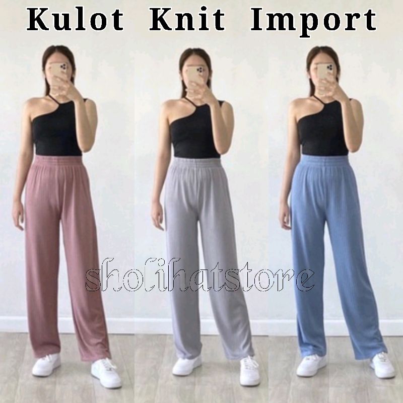 Kulot Knit Maxiline Premium Import High Waist Size L XL XXL Jumbo  | Jeni Knit Pants | Hornet Pants | Long Cullote Meera Pants | Kulot Knit Kyora Premium Knit Homere | Korean Style Long Kulot Knits Premium Tebal | Kulot Knit Maxiline Jumbo | Sholihatstore