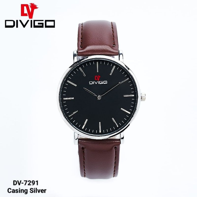 (Terima Cod)Jam Tangan Pria Divigo Anti Air Original 100%Free Box Strap Kulit(Dikirim Jakarta)