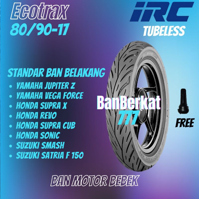 Ban Belakang Motor Bebek Revo Jupiter IRC Ecotrax 80 90 17 Tubeless PRODUKSI 2026