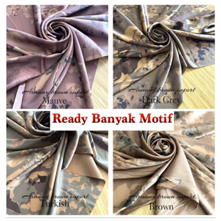 Image of Bahan Kain Armani Silk Ecoprint brown import / armany silk abstrak / kain silk meteran / bahan gamis