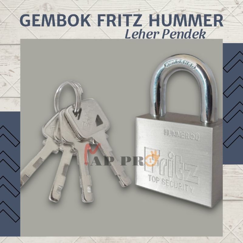 Gembok Fritz Hummer Leher Pendek/Gembok Pagar Rumah Anti Karat