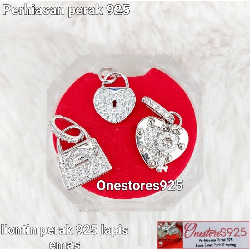 Liontin Perak Asli Silver 925 Gembok Lapis Emas Putih