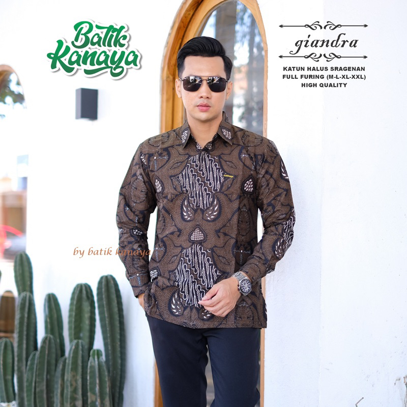 Kemeja Batik Pria GIANDRA Full Furing Bahan Katun PREMIUM