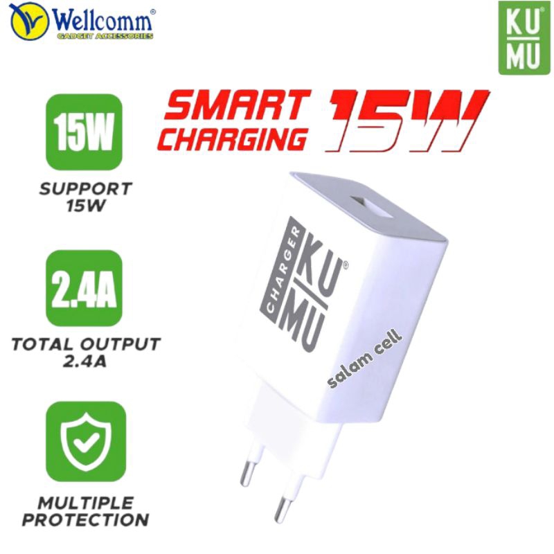 Charger Wellcomm KuMu 15W Smart Charging Original Garansi