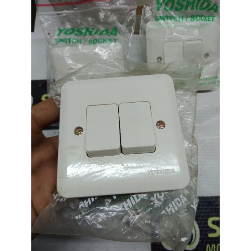 IB Saklar Stop Kontak Socket Lampu Tembok Dinding Rumah Tanam INBOW DOUBLE 2 YOSHIDA