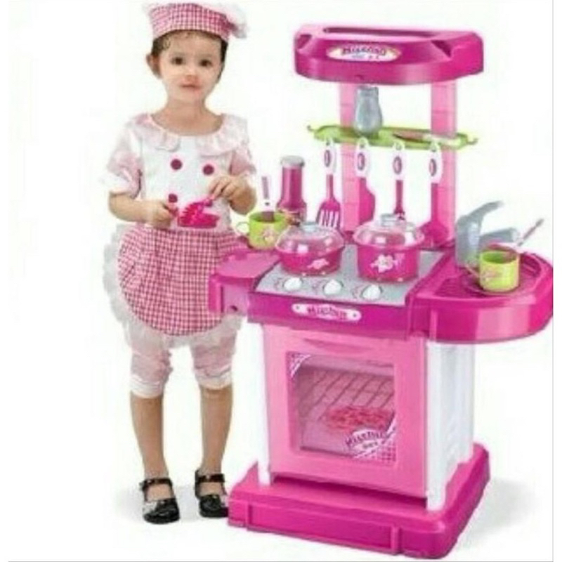 Mainan Masak-Masakan Koper Kitchen Set Warna Pinkk Packingan Box