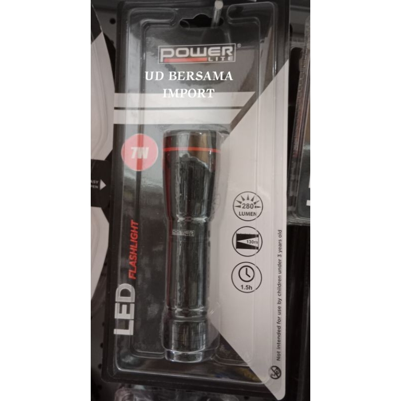POWERLITE Senter Led Aluminium 280Lm 2xc/Lampu Senter Darurat