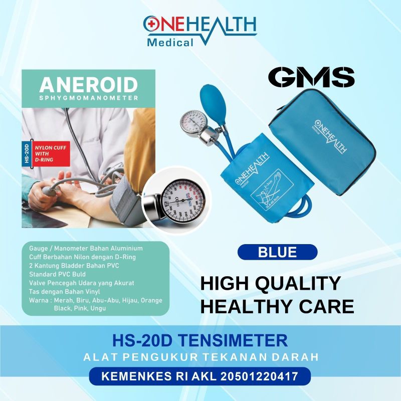 Tensimeter Aneroid Transparant HS - 20D Onehealth / Alat Ukur Tekanan Darah