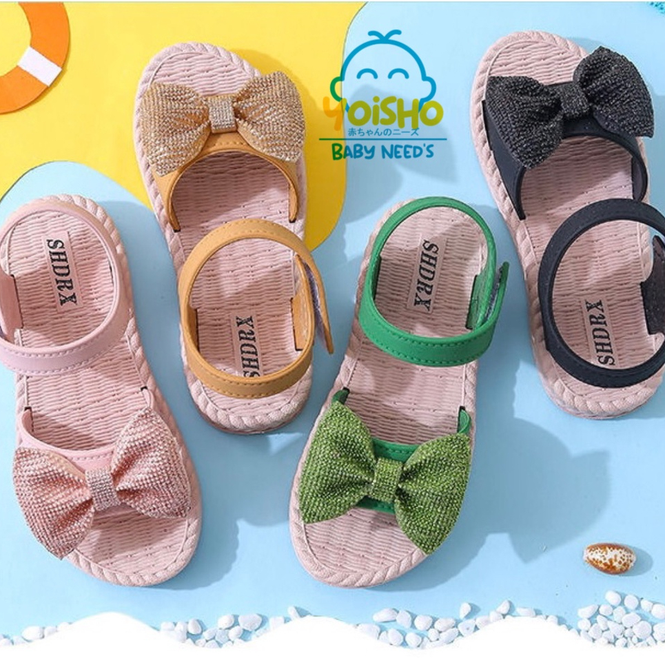 Sandal Anak Perempuan Motif Pita Glitter Usia 1-6 Tahun / Sepatu Sandal Slop Anak Perempuan Motif Pi