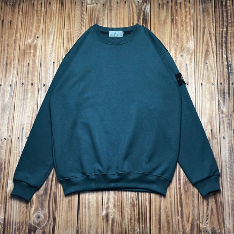 CREWNECK SWEATER STONE ISLAND DARK CYAN FULLTAG &amp; LABEL