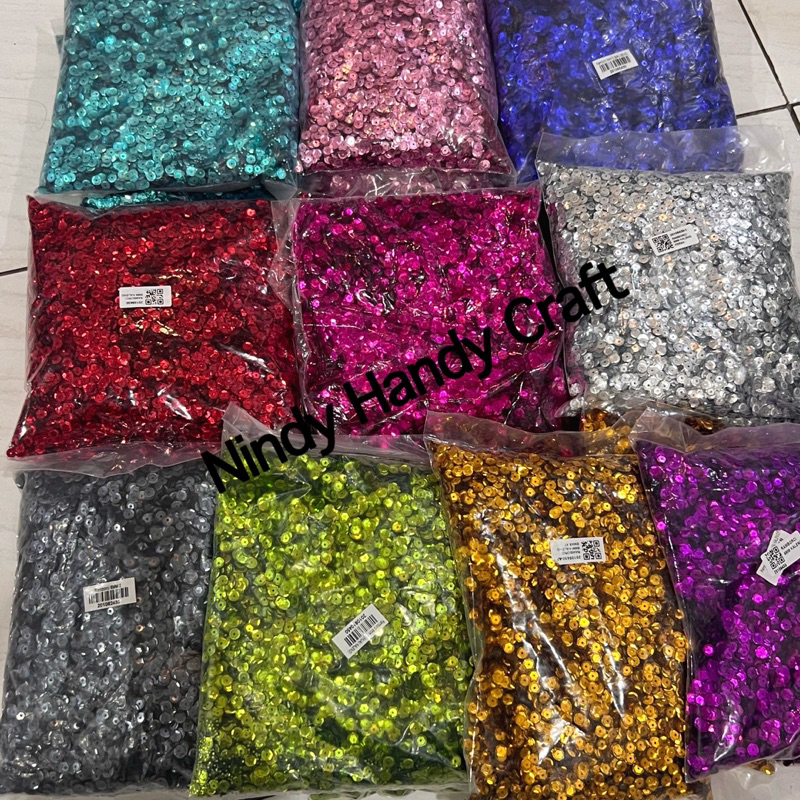450 GRAM RAMBOCI KALENG 6MM - Ramboci Kaleng - Payet Ramboci 6mm - Payet Bulat 6mm