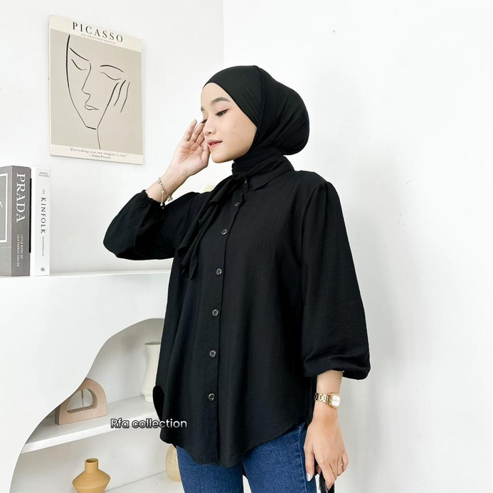 Kemeja Wanita Kekinian Lalisa Shirt Korean Style Variasi Kancing Belakang