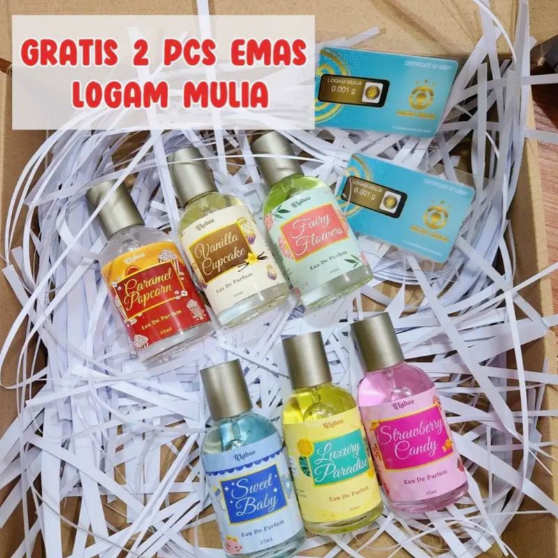 6 Botol Parfum Le Laboo 35 ML Free 2 Pcs Emas Logam Mulia