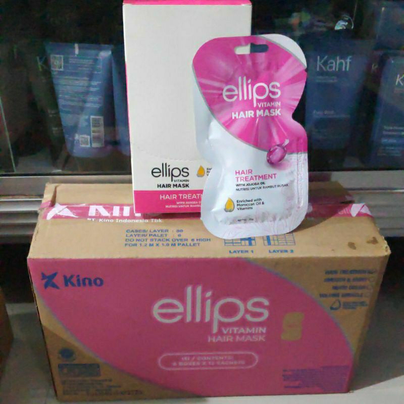 Ellips Vitamin Hair Mask Pink Putih 1 Box isi 12 Sachet Hair Treatment Elips Nutri Color Volume Miracle Smooth &amp; Shiny Elip Saset Nutrisi untuk Perawatan Rambut Rusak Hair Care