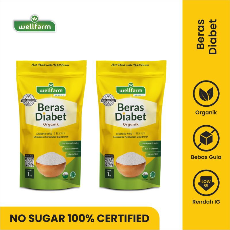 

Wellfarm Beras Diabetes Organik | Beras Diabet Rendah Glikemik Index, Paket Hemat 2 Kg