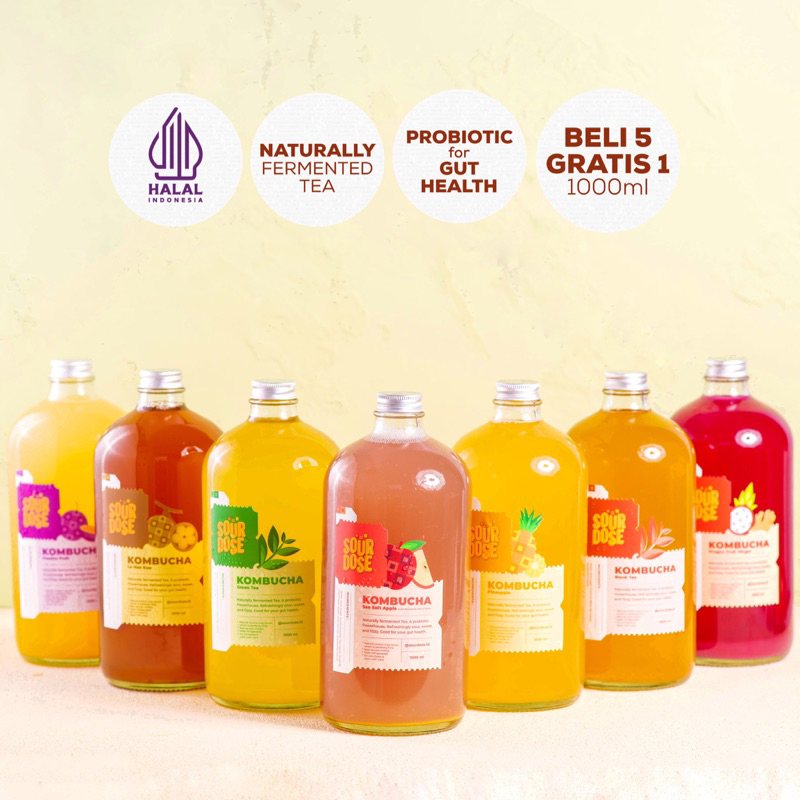 

[BELI 5 GRATIS 1] Kombucha 1000ml - 6 Bottle | by Sourdose