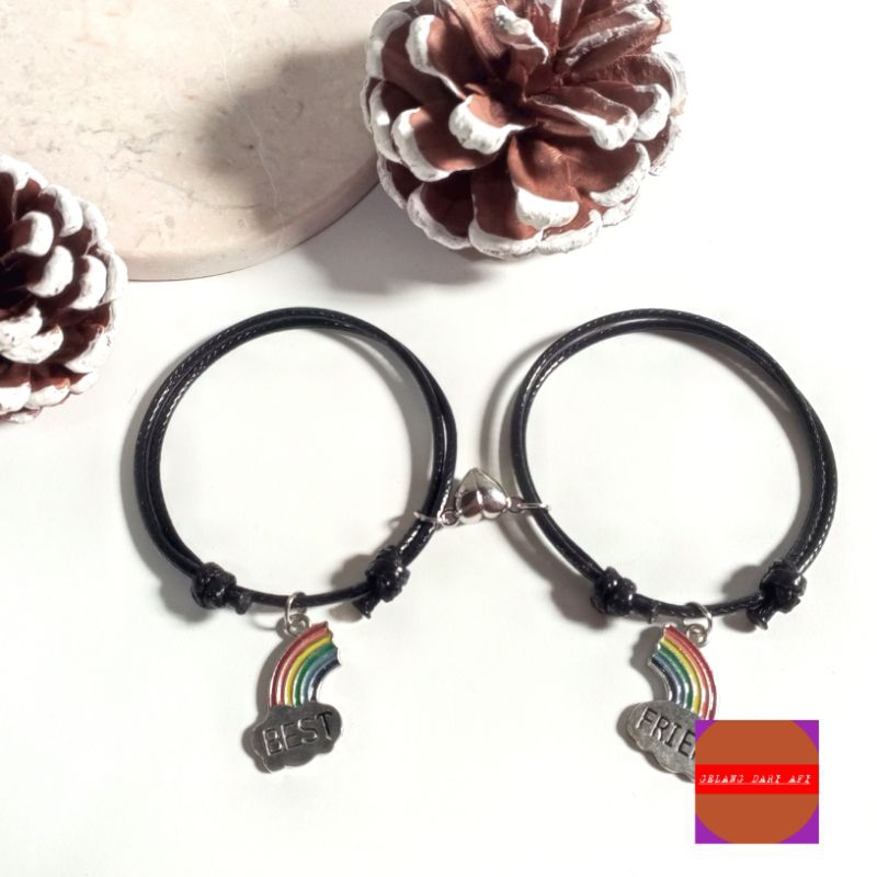 Sepasang Gelang Magnet Pelangi Best Friend Gelang Couple Best Friend Pelangi Gelang Tali Satin Korea
