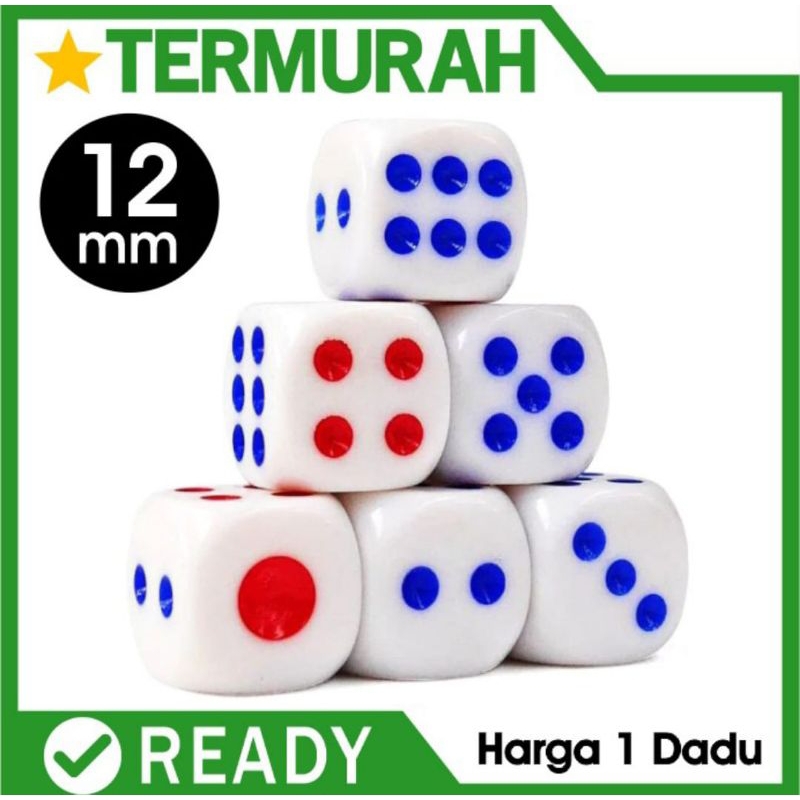 Dadu Mainan PVC 12 mm X1,2 cm Dice board games Foto Domino kartu