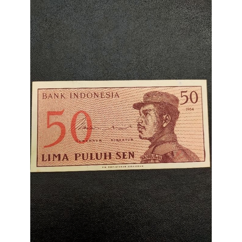 uang kertas kuno 50 sen 1964