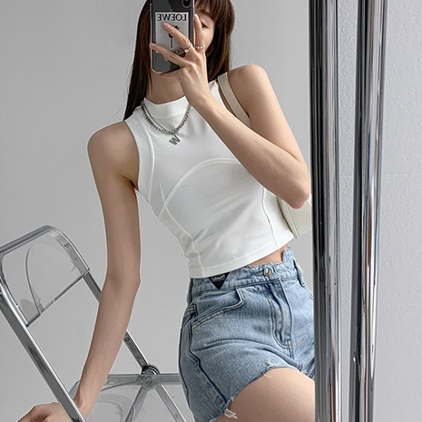 【MISSHONEY】Turtle Neck Sleeveless Cropped Tank Top 7115 (S/M/L/XL)