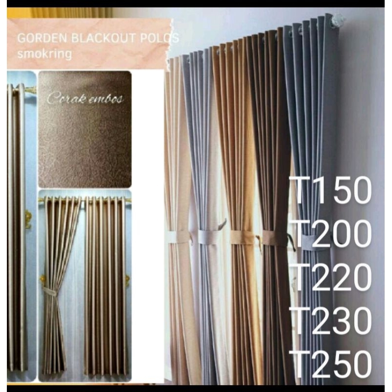 Gorden Glossy Premium Gorden Jendela Panjang Mewah Tebal Gorden Pintu Tengah Ruang Tamu Gorden Black