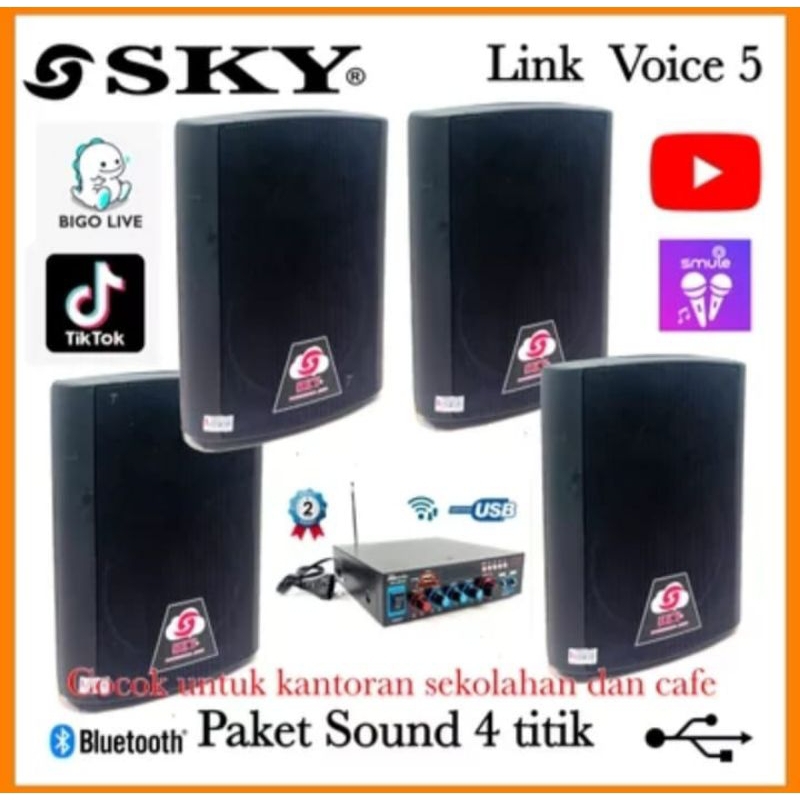 Paket sound 5 &quot; inch cocok untuk kantoran sekolahan dan cafe original wall sky audio garansi 2tahun